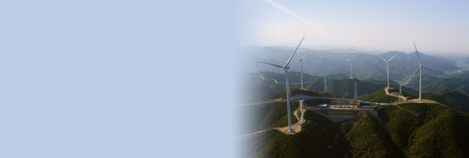 The wind power generator installed by SK D&D is running on a mountain peak.